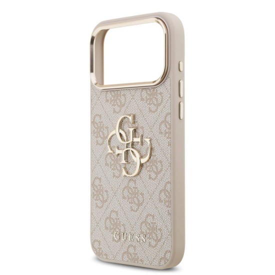 Husa Guess PU Leather 4G Metal Logo Gold Frame pentru iPhone 17 Pro Max, Roz (Bakr, GUHCP17X4GMGCPI) by www.silkase.ro