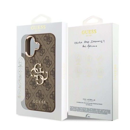Husa Guess PU Leather 4G Metal Logo Gold Frame pentru iPhone 17, Maro Husa Guess PU Leather 4G Metal Logo Gold Frame pentru iPhone 17, Maro (Bakr, GUHCP17S4GMGCBR) by www.silkase.ro