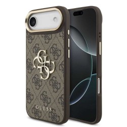 Husa Guess PU Leather 4G Metal Logo Gold Frame pentru iPhone Air, Maro