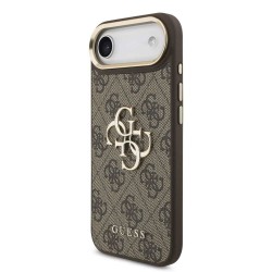 Husa Guess PU Leather 4G Metal Logo Gold Frame pentru iPhone Air, Maro