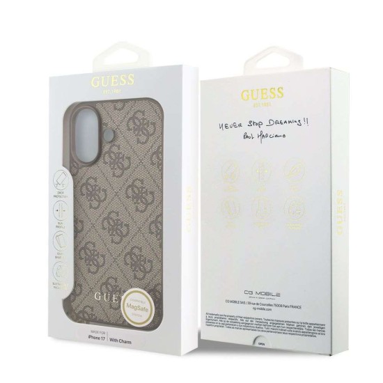 Husa Guess 4G Charm (Tone on Tone) pentru iPhone 17, Maro (Bakr, GUHMP17SGF4GCW) by www.silkase.ro