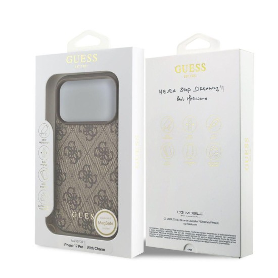 Husa Guess 4G Charm (Tone on Tone) pentru iPhone 17 Pro, Maro Husa Guess 4G Charm (Tone on Tone) pentru iPhone 17 Pro, Maro (Bakr, GUHMP17LGF4GCW) by www.silkase.ro