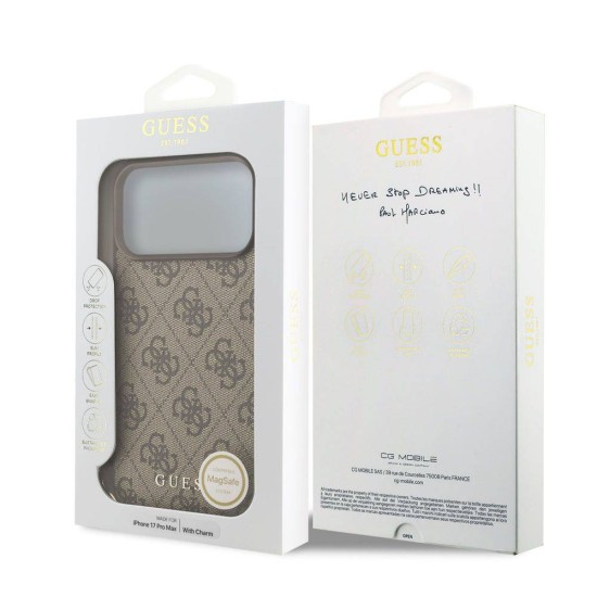 Husa Guess 4G Charm (Tone on Tone) pentru iPhone 17 Pro Max, Maro Husa Guess 4G Charm (Tone on Tone) pentru iPhone 17 Pro Max, Maro (Bakr, GUHMP17XGF4GCW) by www.silkase.ro