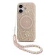 Husa Guess IML Flowers Allover Strap MagSafe pentru iPhone 17, Roz (Bakr, GUHMP17SHCPOFPP) by www.silkase.ro