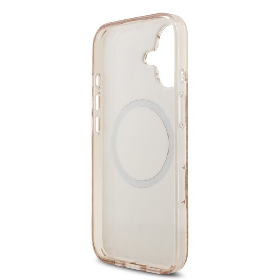 Husa Guess IML Flowers Allover Strap MagSafe pentru iPhone 17, Roz (Bakr, GUHMP17SHCPOFPP) by www.silkase.ro