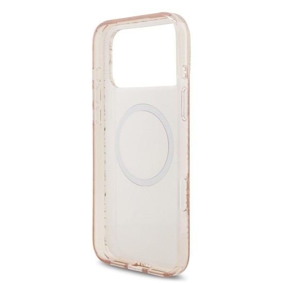 Husa Guess IML Flowers Allover Strap MagSafe pentru iPhone 17 Pro Max, Roz (Bakr, GUHMP17XHCPOFPP) by www.silkase.ro