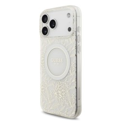 Husa Guess IML Flowers Allover Strap MagSafe pentru iPhone 17 Pro Max/18 Pro Max, Alba Husa Guess IML Flowers Allover Strap MagSafe pentru iPhone 17 Pro Max/18 Pro Max, Alba