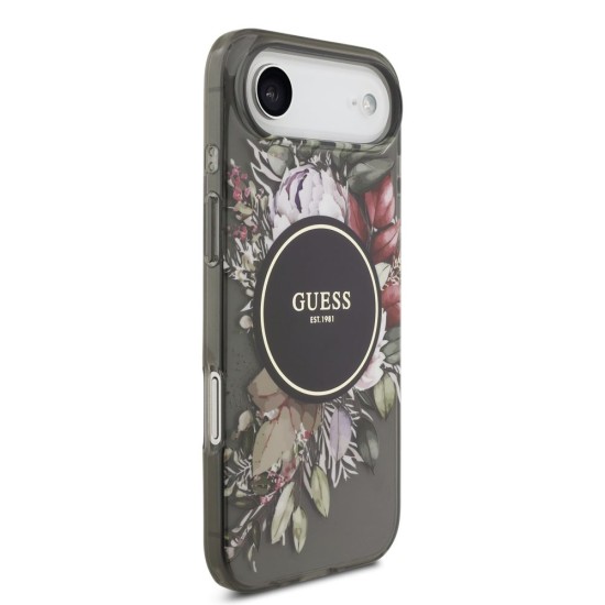 Husa Guess IML Flowers Strap MagSafe pentru iPhone Air, Neagra (Bakr, GUHMP17MHFWBRCESK) by www.silkase.ro