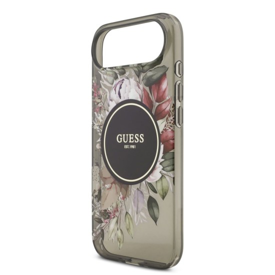 Husa Guess IML Flowers Strap MagSafe pentru iPhone Air, Neagra (Bakr, GUHMP17MHFWBRCESK) by www.silkase.ro