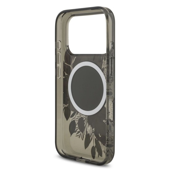 Husa Guess IML Flowers Strap MagSafe pentru iPhone 17 Pro, Neagra (Bakr, GUHMP17LHFWBRCESK) by www.silkase.ro