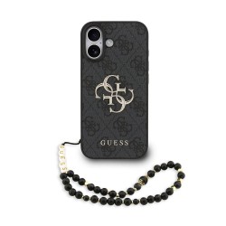 Husa Guess PU 4G Metal Logo Strap pentru iPhone 17, Neagra