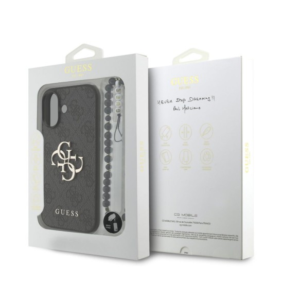 Husa Guess PU 4G Metal Logo Strap pentru iPhone 17, Neagra (Bakr, GUHCP17SP4GMGSK) by www.silkase.ro