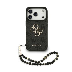Husa Guess PU 4G Metal Logo Strap pentru iPhone 17 Pro, Neagra