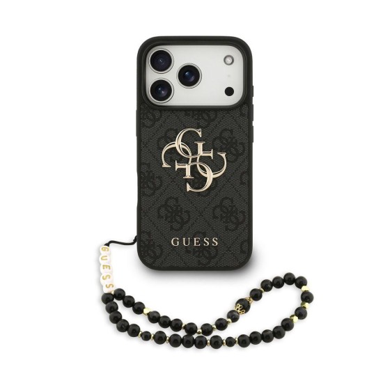Husa Guess PU 4G Metal Logo Strap pentru iPhone 17 Pro, Neagra (Bakr, GUHCP17LP4GMGSK) by www.silkase.ro
