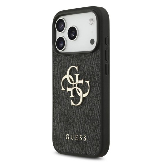 Husa Guess PU 4G Metal Logo Strap pentru iPhone 17 Pro, Neagra (Bakr, GUHCP17LP4GMGSK) by www.silkase.ro