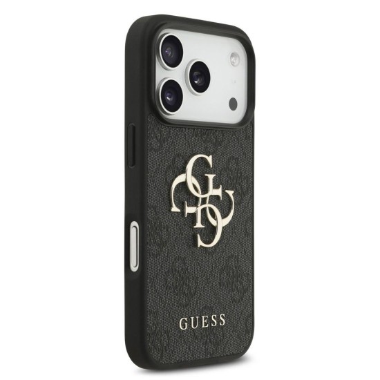 Husa Guess PU 4G Metal Logo Strap pentru iPhone 17 Pro, Neagra (Bakr, GUHCP17LP4GMGSK) by www.silkase.ro