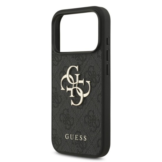 Husa Guess PU 4G Metal Logo Strap pentru iPhone 17 Pro, Neagra (Bakr, GUHCP17LP4GMGSK) by www.silkase.ro