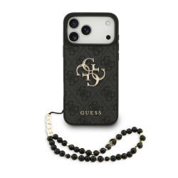 Husa Guess PU 4G Metal Logo Strap pentru iPhone 17 Pro Max, Neagra