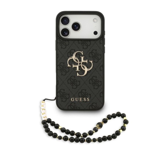 Husa Guess PU 4G Metal Logo Strap pentru iPhone 17 Pro Max, Neagra (Bakr, GUHCP17XP4GMGSK) by www.silkase.ro