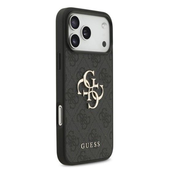 Husa Guess PU 4G Metal Logo Strap pentru iPhone 17 Pro Max, Neagra (Bakr, GUHCP17XP4GMGSK) by www.silkase.ro