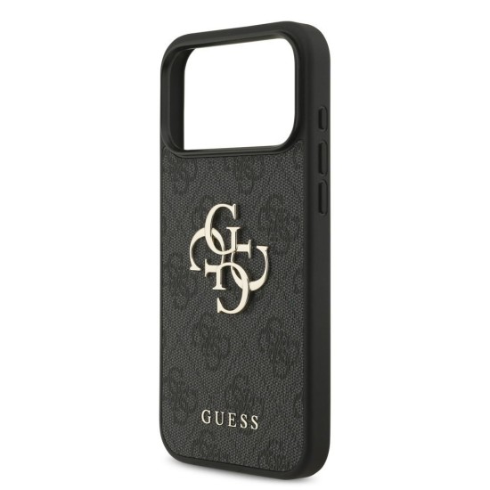 Husa Guess PU 4G Metal Logo Strap pentru iPhone 17 Pro Max, Neagra (Bakr, GUHCP17XP4GMGSK) by www.silkase.ro