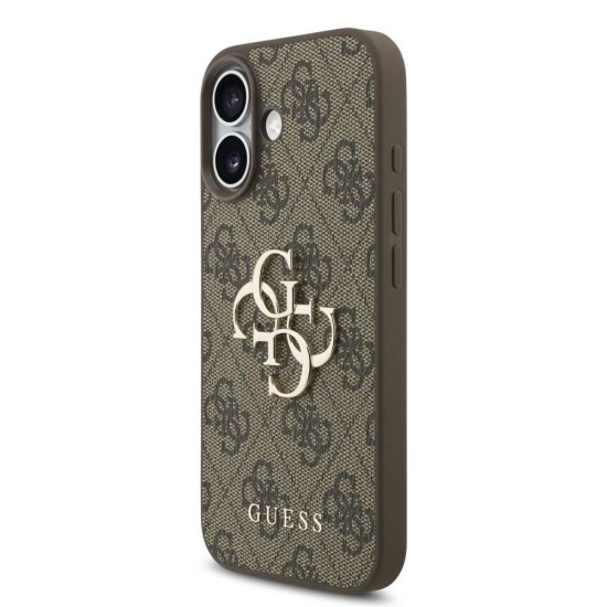 Husa Guess PU 4G Metal Logo Strap pentru iPhone 17, Maro (Bakr, GUHCP17SP4GMGSW) by www.silkase.ro