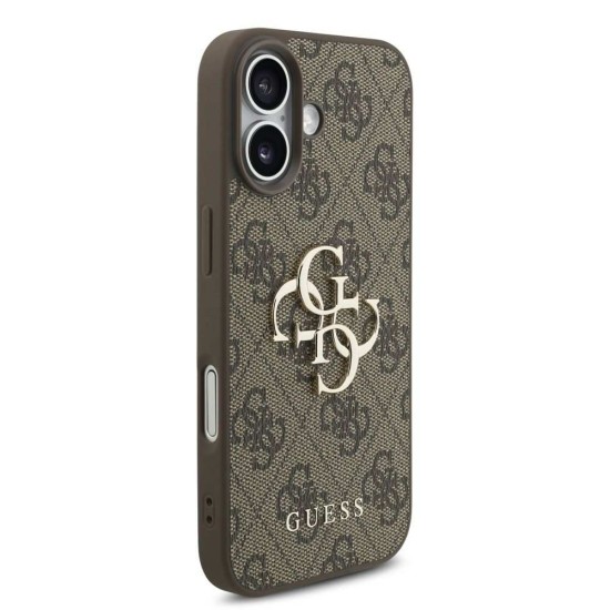 Husa Guess PU 4G Metal Logo Strap pentru iPhone 17, Maro (Bakr, GUHCP17SP4GMGSW) by www.silkase.ro