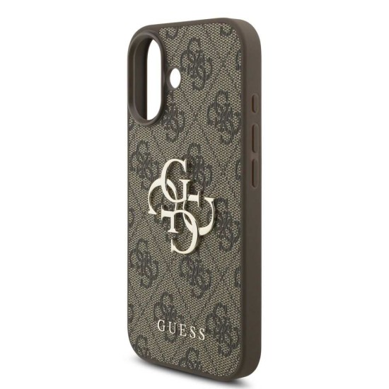 Husa Guess PU 4G Metal Logo Strap pentru iPhone 17, Maro (Bakr, GUHCP17SP4GMGSW) by www.silkase.ro