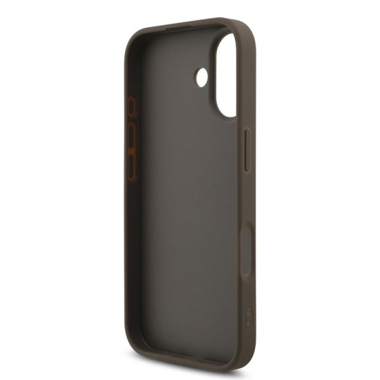 Husa Guess PU 4G Metal Logo Strap pentru iPhone 17, Maro (Bakr, GUHCP17SP4GMGSW) by www.silkase.ro