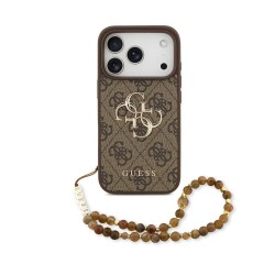 Husa Guess PU 4G Metal Logo Strap pentru iPhone 17 Pro, Maro