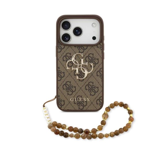 Husa Guess PU 4G Metal Logo Strap pentru iPhone 17 Pro, Maro (Bakr, GUHCP17LP4GMGSW) by www.silkase.ro