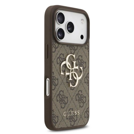 Husa Guess PU 4G Metal Logo Strap pentru iPhone 17 Pro, Maro (Bakr, GUHCP17LP4GMGSW) by www.silkase.ro