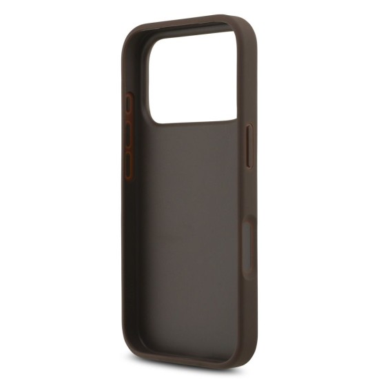Husa Guess PU 4G Metal Logo Strap pentru iPhone 17 Pro, Maro (Bakr, GUHCP17LP4GMGSW) by www.silkase.ro