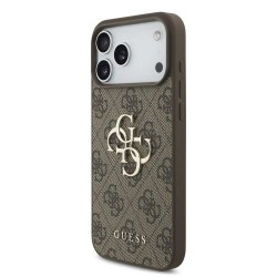 Husa Guess PU 4G Metal Logo Strap pentru iPhone 17 Pro Max, Maro Husa Guess PU 4G Metal Logo Strap pentru iPhone 17 Pro Max, Maro