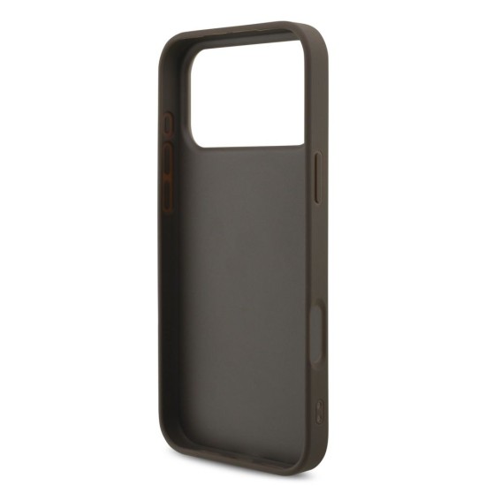 Husa Guess PU 4G Metal Logo Strap pentru iPhone 17 Pro Max, Maro (Bakr, GUHCP17XP4GMGSW) by www.silkase.ro