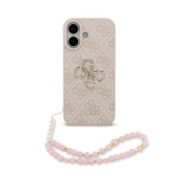 Husa Guess PU 4G Metal Logo Strap pentru iPhone 17, Roz