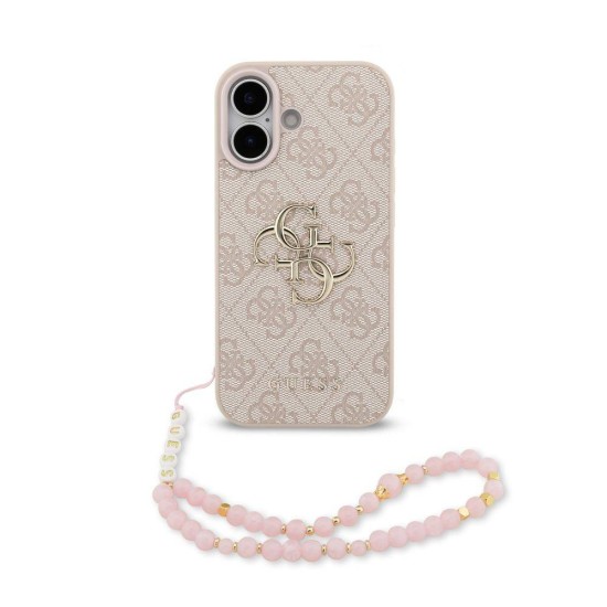 Husa Guess PU 4G Metal Logo Strap pentru iPhone 17, Roz (Bakr, GUHCP17SP4GMGSP) by www.silkase.ro