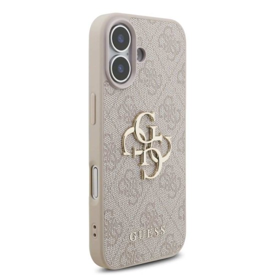 Husa Guess PU 4G Metal Logo Strap pentru iPhone 17, Roz (Bakr, GUHCP17SP4GMGSP) by www.silkase.ro