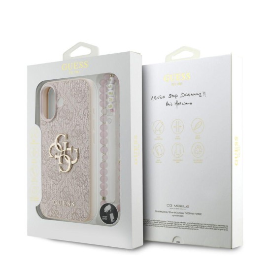 Husa Guess PU 4G Metal Logo Strap pentru iPhone 17, Roz (Bakr, GUHCP17SP4GMGSP) by www.silkase.ro