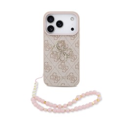 Husa Guess PU 4G Metal Logo Strap pentru iPhone 17 Pro, Roz