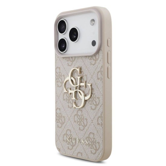 Husa Guess PU 4G Metal Logo Strap pentru iPhone 17 Pro, Roz (Bakr, GUHCP17LP4GMGSP) by www.silkase.ro