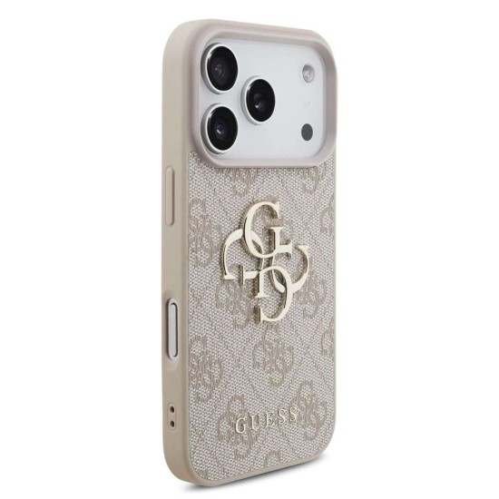Husa Guess PU 4G Metal Logo Strap pentru iPhone 17 Pro, Roz (Bakr, GUHCP17LP4GMGSP) by www.silkase.ro