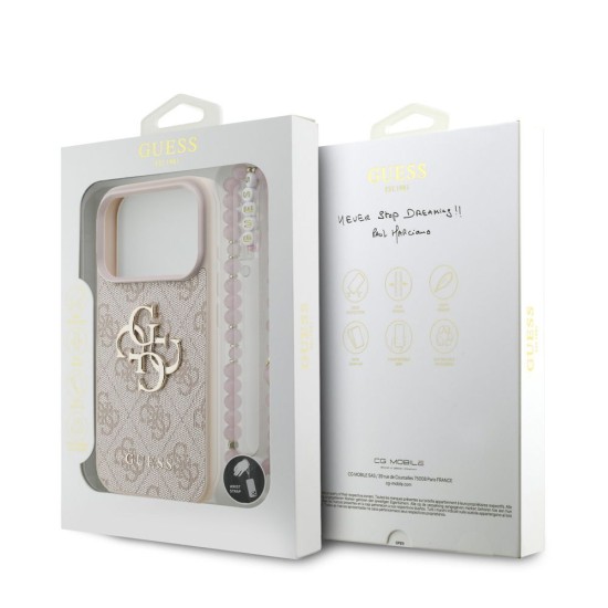 Husa Guess PU 4G Metal Logo Strap pentru iPhone 17 Pro, Roz (Bakr, GUHCP17LP4GMGSP) by www.silkase.ro