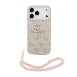 Husa Guess PU 4G Metal Logo Strap pentru iPhone 17 Pro Max, Roz