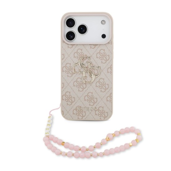 Husa Guess PU 4G Metal Logo Strap pentru iPhone 17 Pro Max, Roz (Bakr, GUHCP17XP4GMGSP) by www.silkase.ro