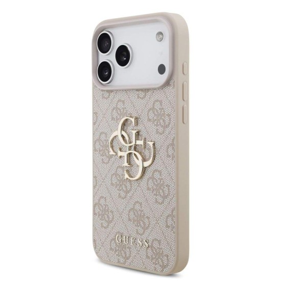 Husa Guess PU 4G Metal Logo Strap pentru iPhone 17 Pro Max, Roz (Bakr, GUHCP17XP4GMGSP) by www.silkase.ro