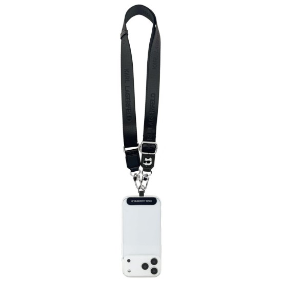 Curea de Umăr Universală (Crossbody Strap) Karl Lagerfeld Choupette Patch, Neagra (Bakr, KLUCNCHPSPK) by www.silkase.ro