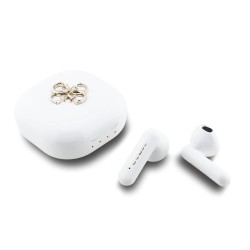 Căști Wireless TWS Guess 4G Metal Logo, Albe