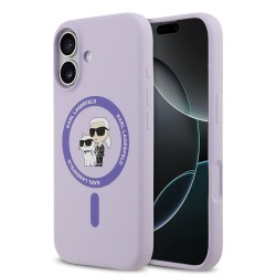 Husa Karl Lagerfeld Liquid Silicone Karl and Choupette MagSafe pentru iPhone 17, Mov