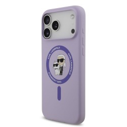 Husă Karl Lagerfeld Liquid Silicone Karl and Choupette MagSafe pentru iPhone 17 Pro Max Mov